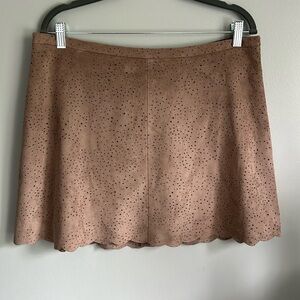 NWOT BCBGMaxazria perforated suede skirt size L